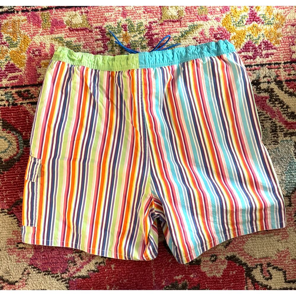 Tommy Hilfiger Swim Trunks Multicolor Stripe, Size XL (6″ Inseam)
